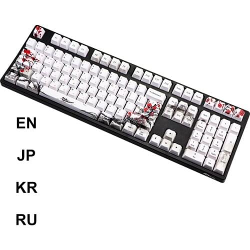 PBT Keycaps Russian Korean Japanese English Dye Sublimation for Gaming Mechanical Keyboard 61/64/68/78/84/96/98/104/108 Key Caps