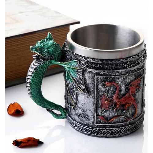 Red Fire Oberon Dragon Beer Stein Tankard Coffee Cup Mug With Green Dragon Handle Great Gift For Dragon Lovers Party Hosting GOT