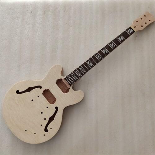 DIY 1 set Unfinished Guitar Neck And Body 335 Style Electric Guitar Kit