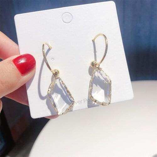 Korean New Design Fashion Rhinestone Jewelry Square Earrings Luxury Transparent Glass Crystal Party Earrings for women Girl gift