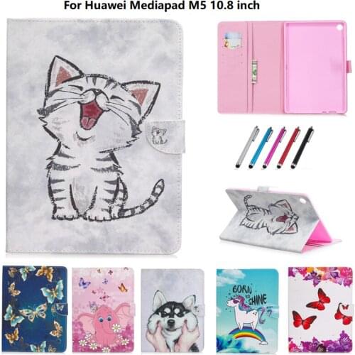 Cartoon Cat Unicorn Puppy Cover Tablet Case For Huawei MediaPad M5 10 Pro Case M5 10.8" CMR-AL09 CMR-W09 CMR-W19 Stand Funda Pen