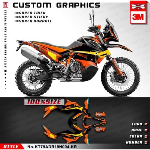 KUNGFU GRAPHICS Custom Stickers Vinyl Decal Kit Full Wraps Adhesives for 790 Adventure R 790 ADV 2019 2020, Orange and Yellow