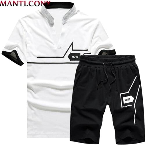 MANTLCONX T Shirt+Shorts Sets Men Letter Printed Summer Suits Casual Tshirt Men Tracksuits Brand Streetwear Tops Tees Men Summer