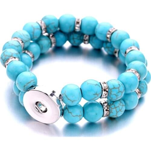 New 18mm Snap Jewelry Multilayer 10mm Crystal Pearls Bead Snap Bracelet Fit Snap Buttons Jewelry Handmade Summer Beaded Bracelet