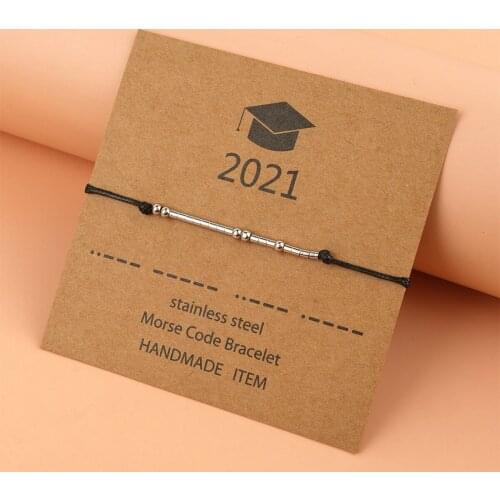 Morse Code Graduation Bracelet Class of 2021 Bracelet Seniors Wish Bracelet Stainless Steel Bead Charms Friendship Bracelets