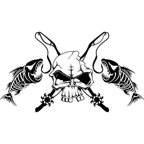 Car Stickers Decor Motorcycle Decals Fishing Skull Skeleton Vinyl Decorative Accessories Waterproof PVC,20cmx11cm