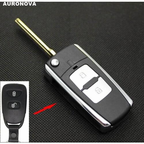 AURONOVA New Upgrade Folding Key Shell for Hyundai Elantra 2 Buttons Remote Car Key Case
