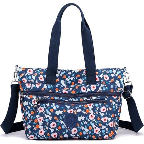 Flower Printed Casual Shoulder Bag Womens Large Waterproof Nylon Cloth Bag Female Big Fabric Bags for Women 2021 Handbag Ladies
