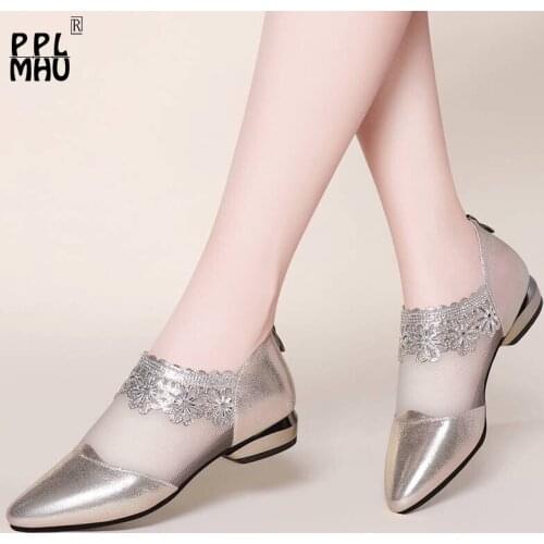 2020 Flat lace Shoes Women sexy pointed toe Flats black Women bright Shoes Slip On Ladies Loafers Spring Women hollow out Flats