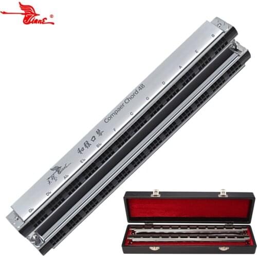 Swan Professional Senior 48 Chord Harmonica Orchestral Harp 24 suit of Compact Chord Mouth Organ SW48HX Free Shipping