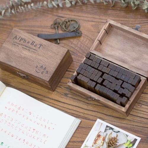 Retro Hand Book Normal Digital Seal Wooden English Letters Seal 28 42 70 With Wooden Box