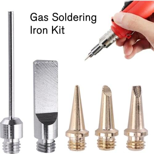 Self-Ignition 5pcs Gas Soldering Iron Cordless Welding Torch Kit Tool HS-1115K Top Quality Ignition Butane Soldering Iron tip