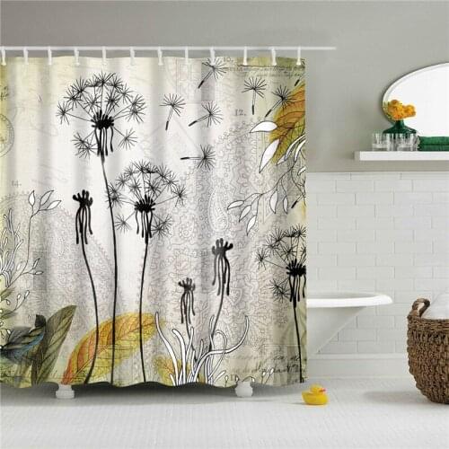 Dandelion Pattern Shower Curtains Spring Flower Plant Bathroom Waterproof Mildew Resistant Polyester Fabric For Bathtub Decor