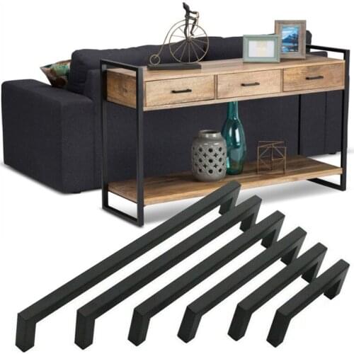 Modern Black Cabinet Handle Square Furniture Hardware Stainless Steel Kitchen Door Knobs Cupboard Wardrobe Drawer Pulls