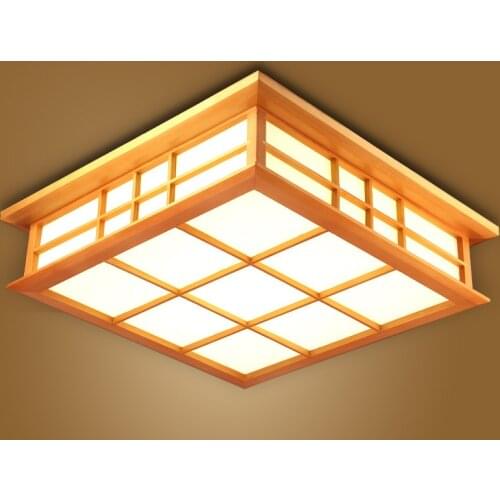 Tatami Decorative Bedroom Living Room Indoor lantern Lamp Japanese Ceiling Light Lamp LED Square 45-55cm Flush Mount Lighting