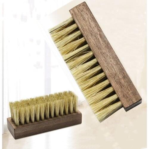 Utility Shoe Shine Brush Wood Handle Pig Hair Shoe Brush Compact Hand Brush