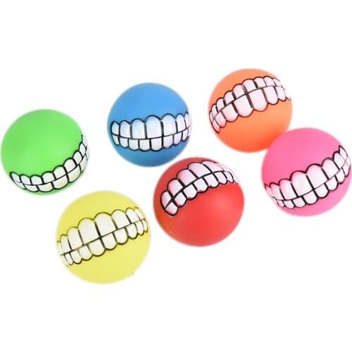 Funny Pets Dog Puppy Cat Ball Teeth Toy PVC Chew Sound Dogs Play Fetching Squeak Toys Pet Supplies