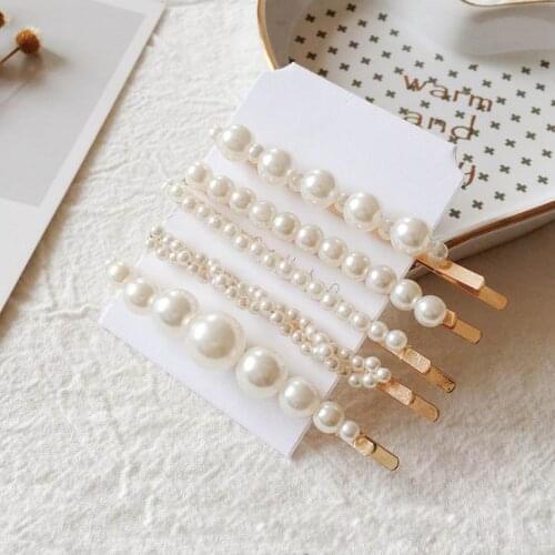5pcs/lot Big Small Imitation Pearl Beads Hair Clips Hairpins For Women Fashion Hair Jewelry Simple Barrettes Wholesale