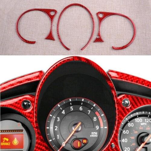 1 Set Car Red Carbon Fiber Instrument Cluster Panel Trims Covers LHD Fit For Nissan 370Z 2009 2010 2011 2012 2013 2014-2020