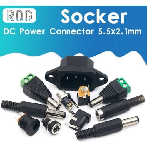 10PCS DC Power Connector pin 2.1x5.5mm Female Plug Jack + Male Plug Jack Socket Adapter PCB Mount DIY Adapter Connector 2.1X5.5