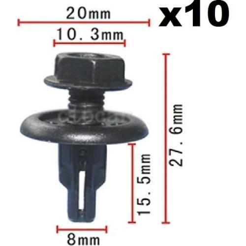 10pcs OEM Fastener Push-Type Splash Shield Retainer Clip For Honda Accord/CR-V/Civic / Integra 91516-SK7-013