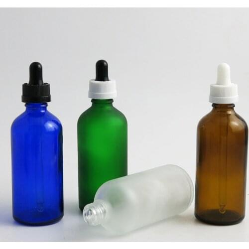 10 x 100ml Essential Oil Portable Green/Clear/Brown/Blue Glass Bottles With Dropper For Liquid Reagent Pipette Bottle Cosmetic