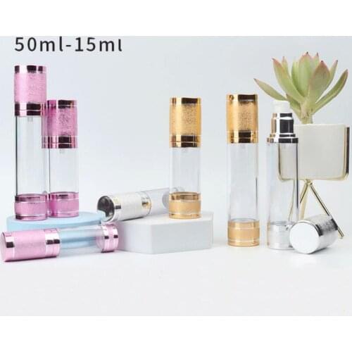 15ml silver airless bottle transparent body for lotion/serum/lotion/emulsion/foundation/essence/oil cosmetic packing