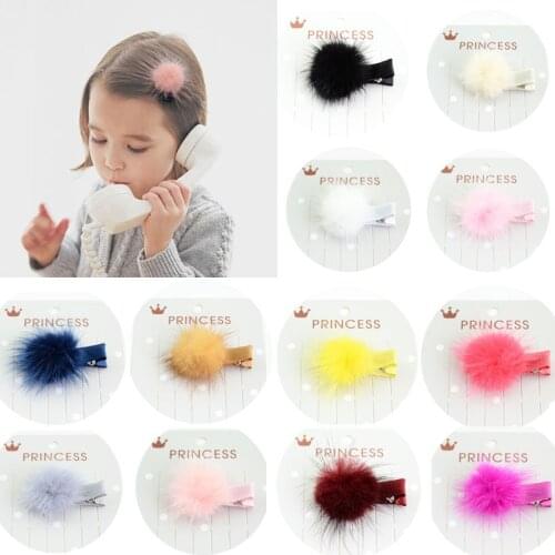 Popular 2PCS/Lot Korean Kids Hair Clips Hair Accessories Girls Baby Hair Pins Boutique mink hair Children Headwear