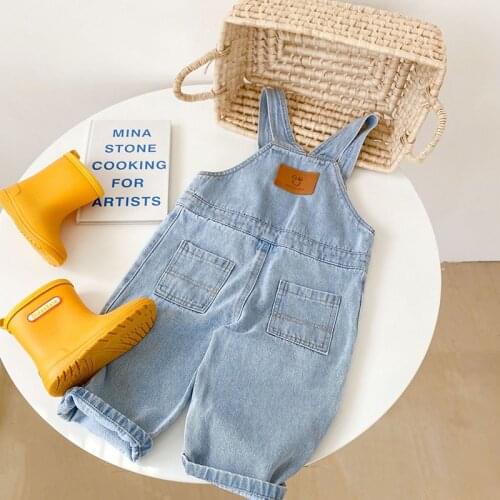 MILANCEL 2021 Autumn Kids Clothes Boys Denim Pants Boys Overall Front Pocket Girls Outfit