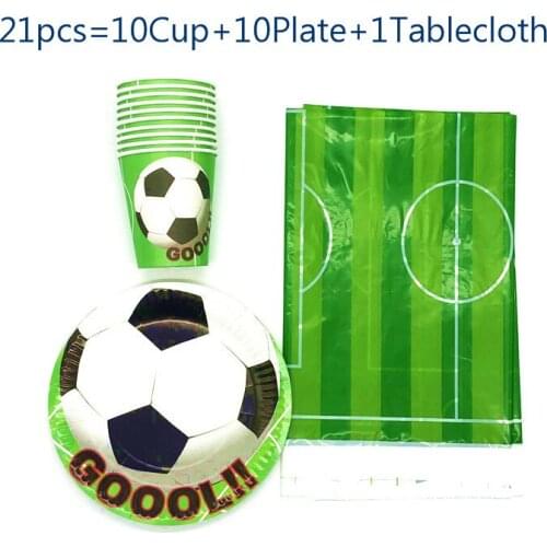 21/41PCS World Cup Theme Football Soccer GreenTableware Birthday Party Supplies Game On Cup Plate Tablecloth Disposable