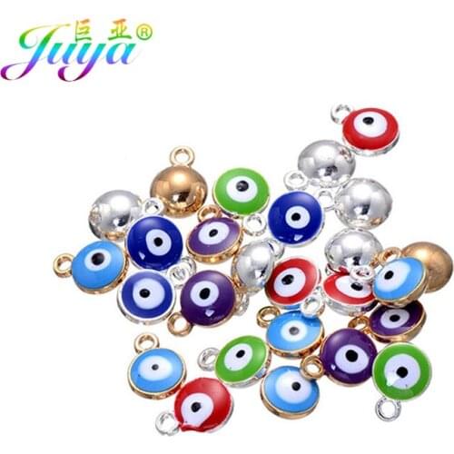 30pcs/lot wholesale Evil Eye Charms Supplies Handmade Gold/Silver Color Resin Enamel Charms For Women Men DIY Jewelry Making