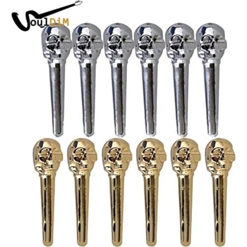 30pcs Skull Head Metal Folk Guitar Bridge Pins End Pin for Acoustic Guitars Guitarra Strings Peg String Nail Increase Sustain