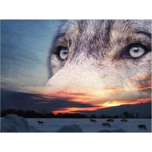 Kexinzu Full Square Round Drill 5D DIY Diamond Painting "Animal Wolf" 3D Embroidery Cross Stitch Mosaic Home Decor Gift