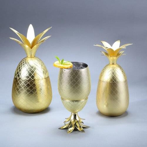 Pineapple Cocktail Glass Metal Copper Cup Moscow Mule Cup DIY Drink Wine Glass Home Decorations Bar Accessories Restaurant Use