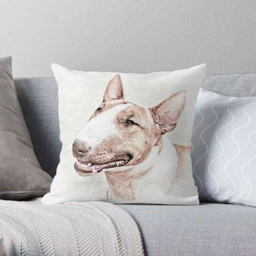 Bull Terrier Throw Pillow Cushion Cover Polyester throw pillows case on sofa home living room car seat decor 45x45cm