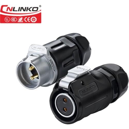 CNlinko Wire to Wire 20A 2Pole Electrical Line Female Plug Male Cable Connectors M20 2 Pin IP67 Waterproof Connector Power Cable