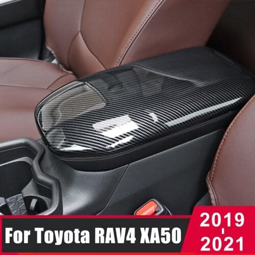 For Toyota RAV4 XA50 2019 2020 2021 ABS Car Center Console ArmRest Storage Box Lid Cover Trim Protector Interior Accessories