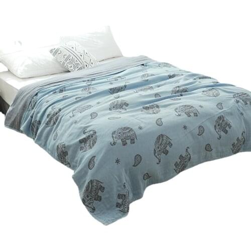 Cotton Towel Quilt Gauze Fashion Soft Summer Blanket Air Conditioner Quilt Sheet Children Student Blanket Print 150*200