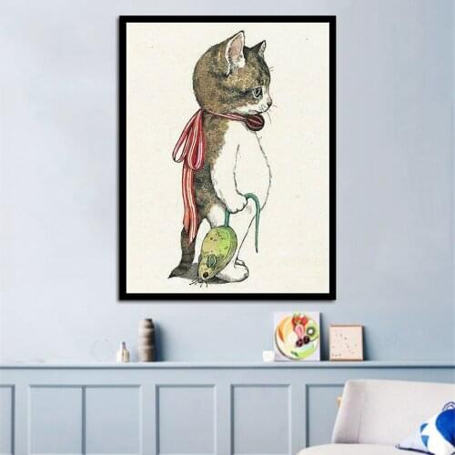 Prints Pictures Home Nordic Wall Artwork Modular Poster Cute Animal Cat Flamingo Peacock Painting On Canvas Living Room Decor