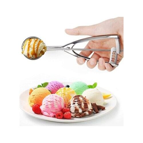 Ice Cream Spoon Kitchen Tools 3 Size Stainless Steel Spring Handle Mash Potato Watermelon Ball Scoop Home Kitchen Accessories