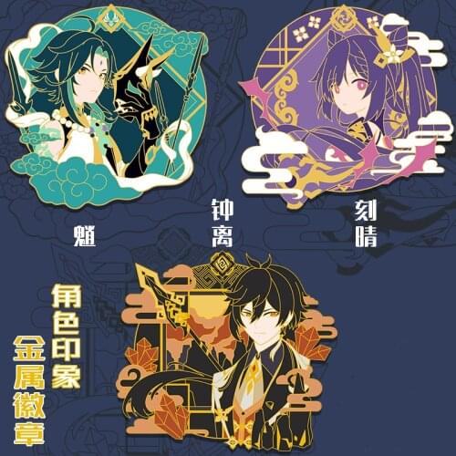 Xiao Metal Badge Anime Genshin Impact Creative Souvenir Button Brooch Pins Collection Game Medal Costume Souvenir Cosplay Gift