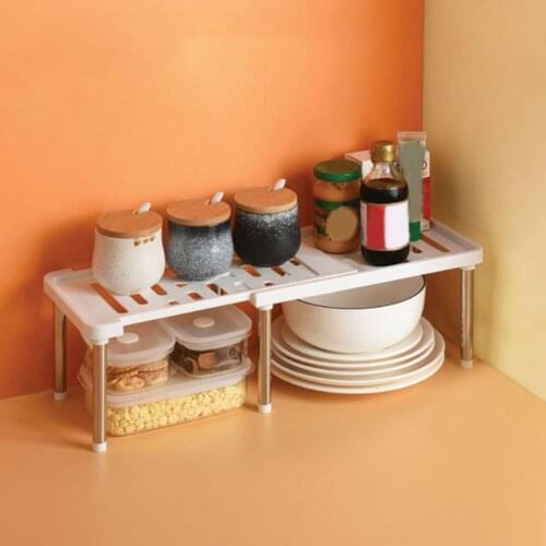 Cabinet Shelf Multifunctional Expandable PP Stackable Counter Storage Shelf