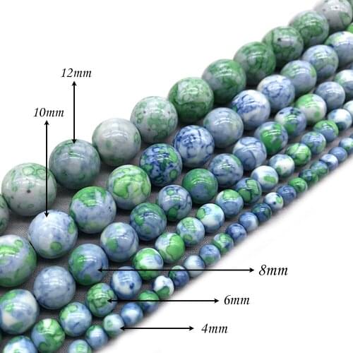 Natural StoneGreen Blue Dots Rainbow Stone Round Loose BeadsFitMulti-purpose Jewelry Making 4 6 8 10 12 MMPick Size J247