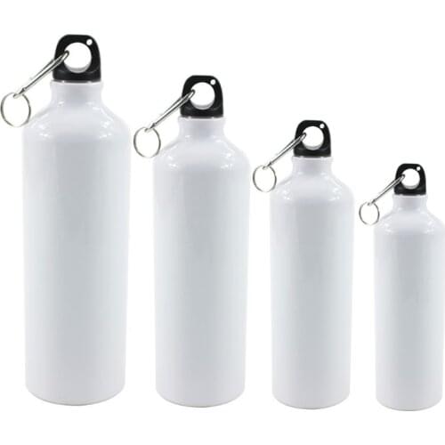 2021 New White Blank Sublimation Water Bottle with Carabiner Aluminum Leakproof Kettle