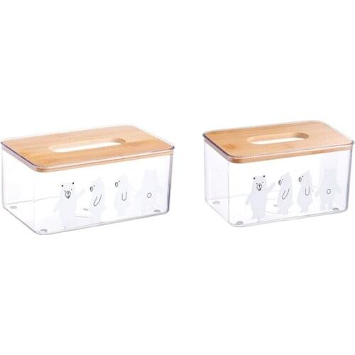 Desktop Tissue Box Creative Home Drawing Box for Living Room Desktop Transparent Bamboo Cover Napkin Storage Box