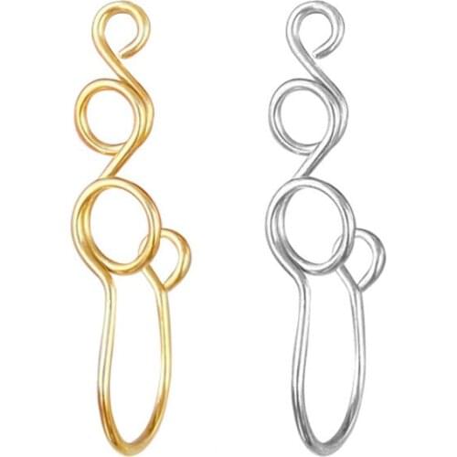 Stainless Steel Original Copper Wire Spiral Fake Nose Cuffs Non Piercing Nose Ring Gold Silver Color Clip On Nose Piercing