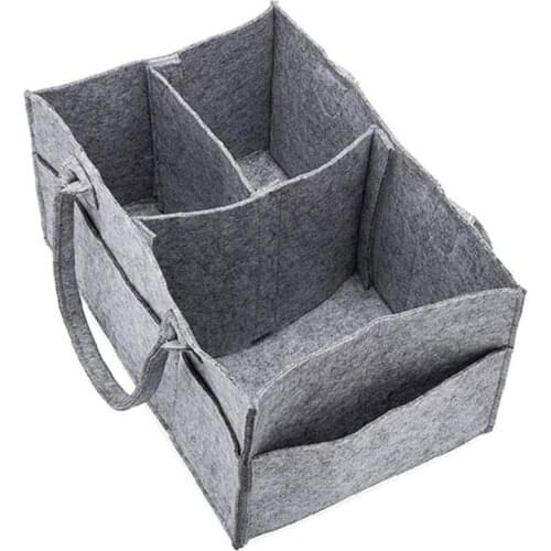 Portable Baby Diaper Organizer Handbag Felt Nursery Storage Basket Multi Pocket D0LF