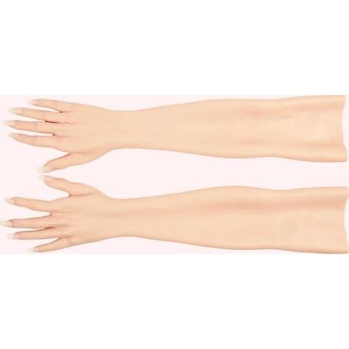 KUMIHO 60CM Length Realistic Silicone Female Gloves Crossdressing For Halloween Crossdresser Transgender Shemale Drag Queen