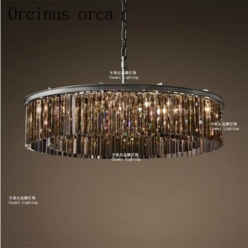 American style retro wrought iron crystal lamp living room restaurant Nordic modern Villa Hotel creative personality Chandelier