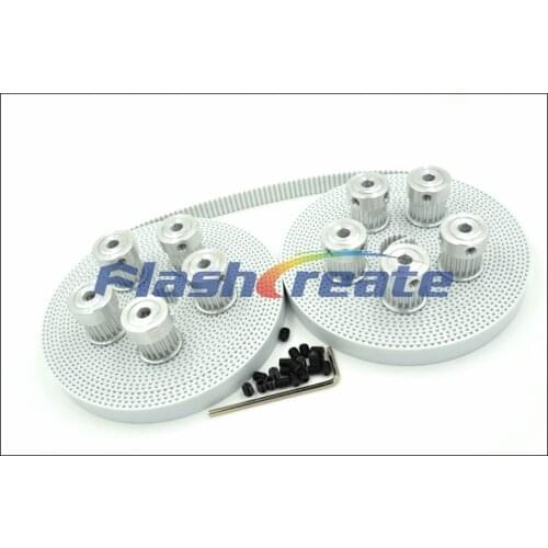 10pcs 20 teeth T2.5 Pulley Bore 5/6/6.35/8mm + 10M T2.5 PU timing Belt W=10mm 20T 20Teeth T2.5 Pulley for 3D Printer CNC